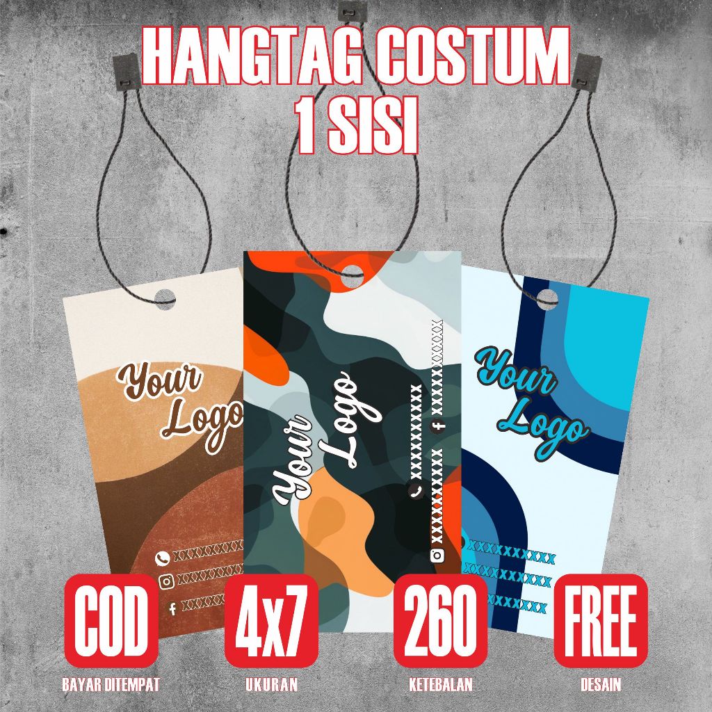 

Hangtag Lebel Baju Costum 1 Sisi 260 gsm 4x7cm Free Desain