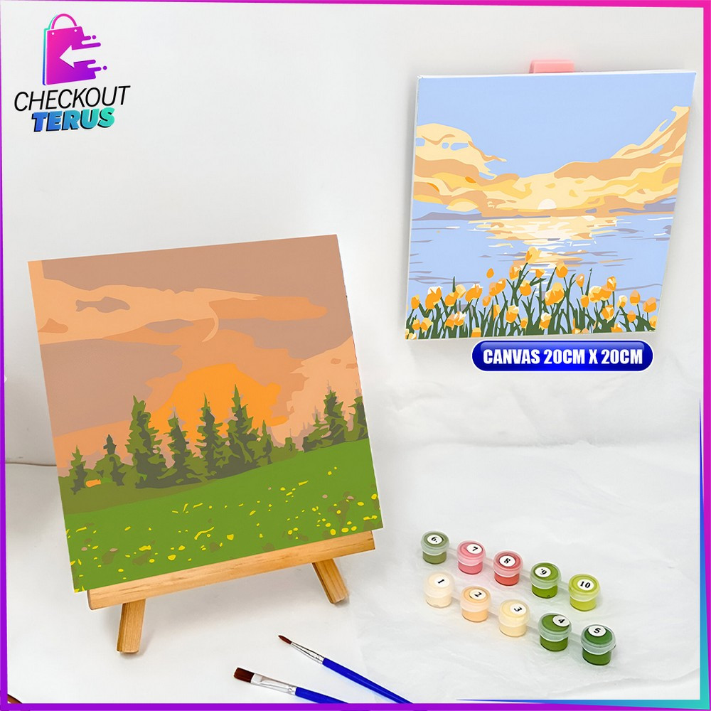 

CT A110 Paint By Number Kit 20x20cm Kanvas Siap Lukis Lukisan Bunga Pemandangan Wall Decoration DIY Canvas Acrylic Aesthetic