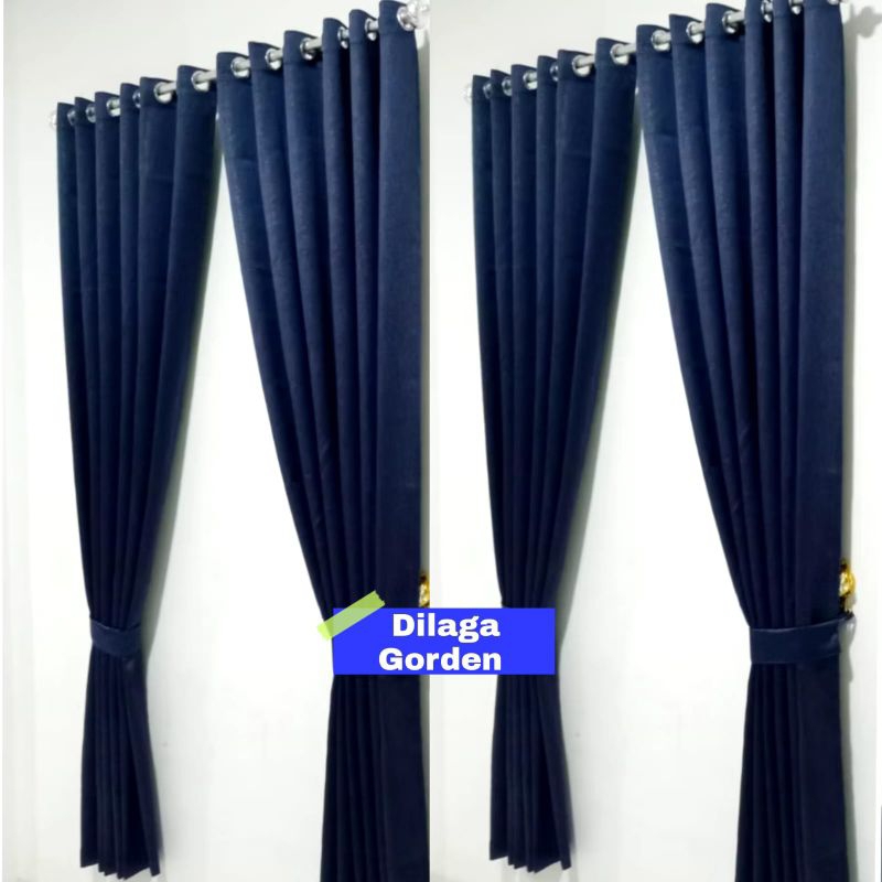 Gorden Jendela Blackout Import Biru Navy Model 12 Ring Lebar