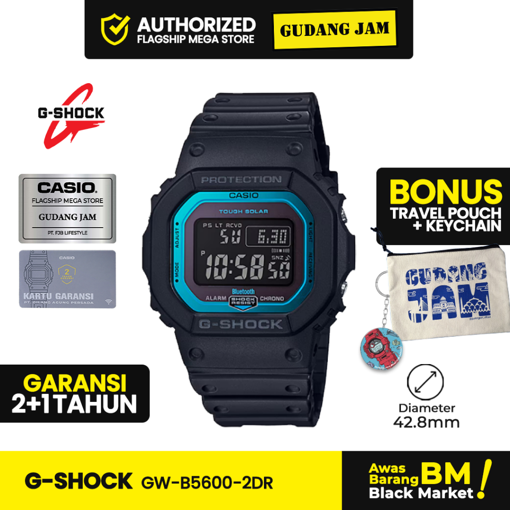 Jam Tangan G-Shock GW-B5600-2DR GW-B5600-2 Black Blue Digital Strap Resin
