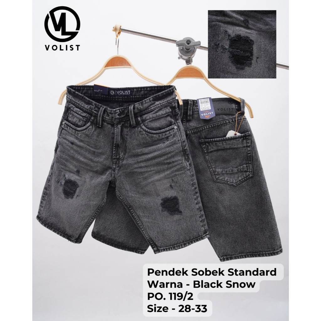 Celana Jeans Pendek Pria Sobek Volist Original Denim