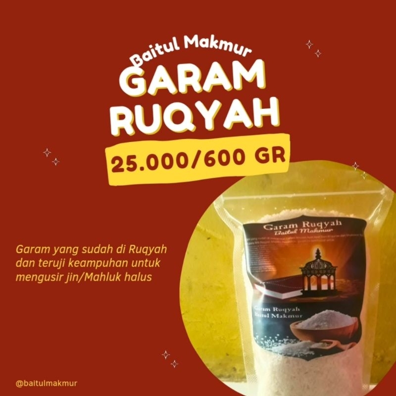 

Garam Ruqyah Baitul Makmur untuk mengusir gangguan Jin dan mahluk halus dan melancarkan usaha