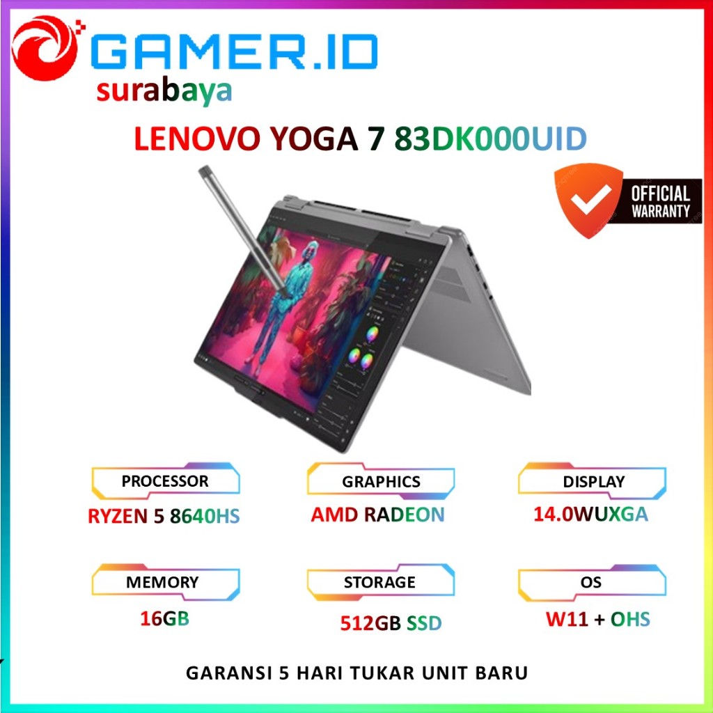 LENOVO YOGA 7 2IN1 14 OLED RYZEN 5 8640HS 16GB 512GB 14.0WUXGA