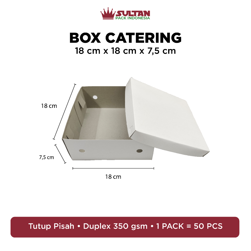 Kotak Nasi / Box Catering / Box Nasi Warna Putih / Ukuran 18 x 18 cm