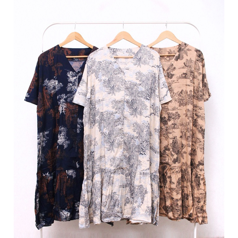 PROMO DISKON!! SILVANA DRESS RAYON JUMBO LD 136CM/DASTER WANITA JUMBO KEKINIAN/DASTERJUMBO HARIAN