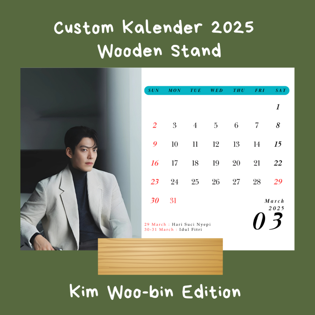 

Kalender 2025 Kim Woo-bin Kalender Wooden Stande Kalender Meja Kpop Estetik + Hari Libur Nasional
