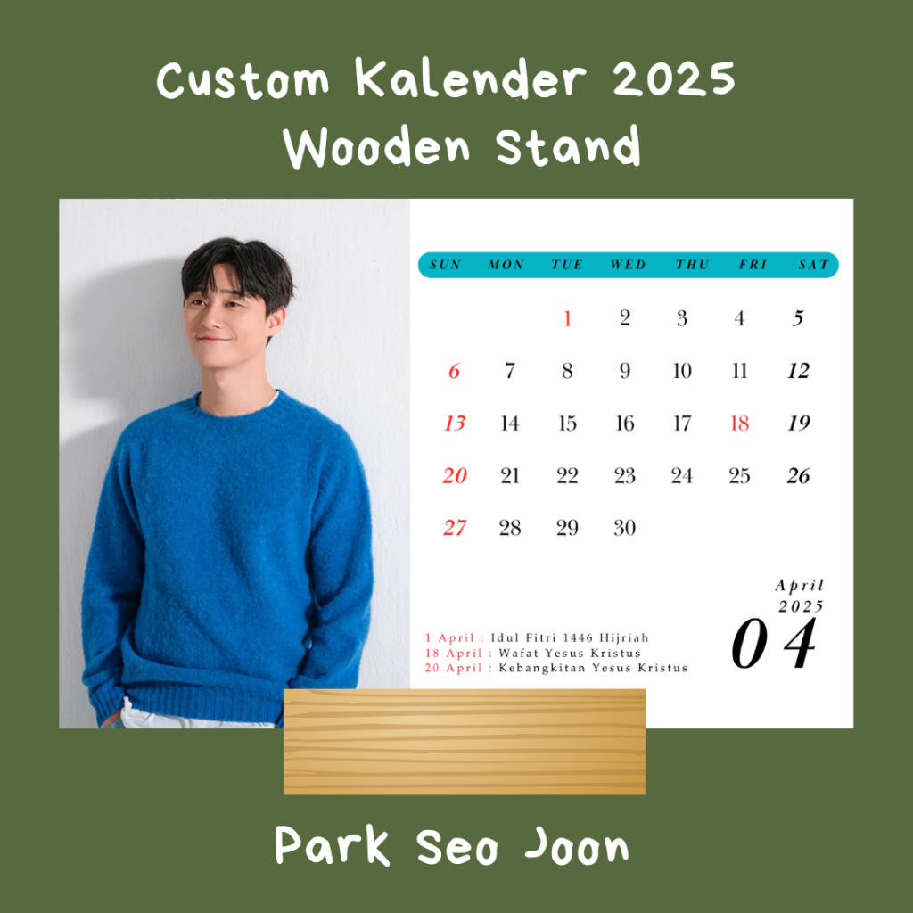 

Kalender Meja 2025 Wooden Stand Park Seo Joon Aktor Korea Kalender Tebal Mengkilap