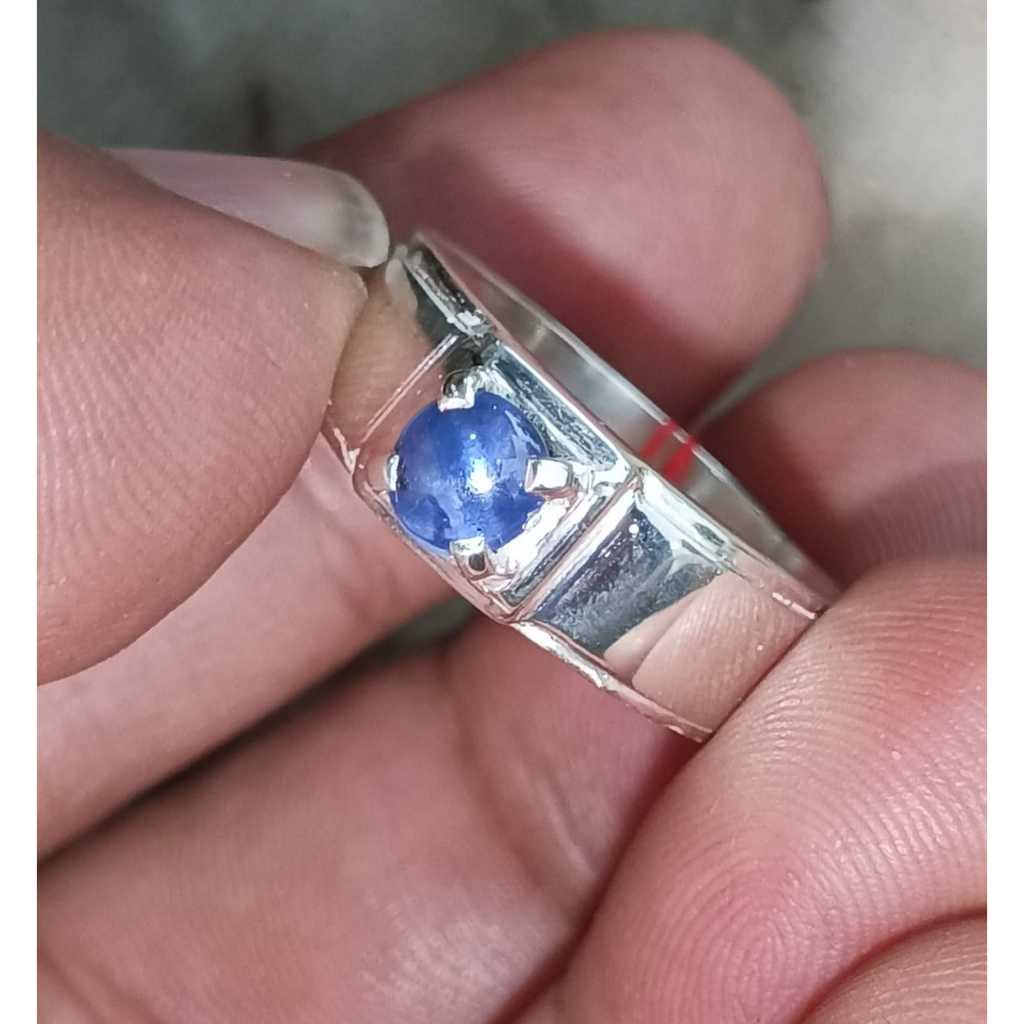 Natural Blue Safir Star Ceylon 1.10 ct Ring Perak 925 HM