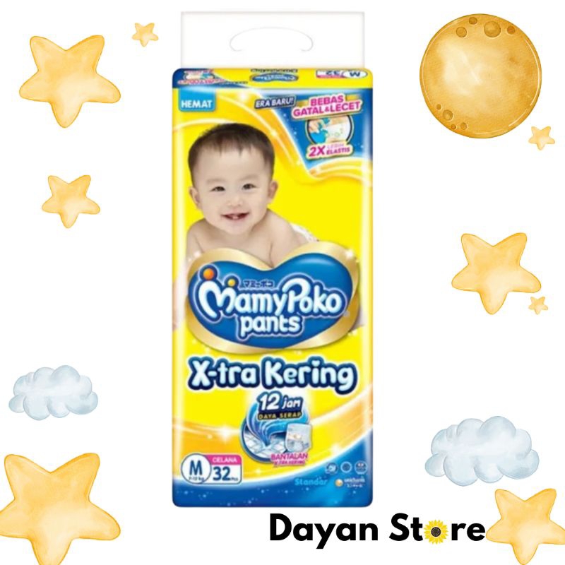 MamyPoko X-tra Kering Pants Bayi Tipe perekat & celana-NB-S44/S38/M32/L28XL26/XXL24