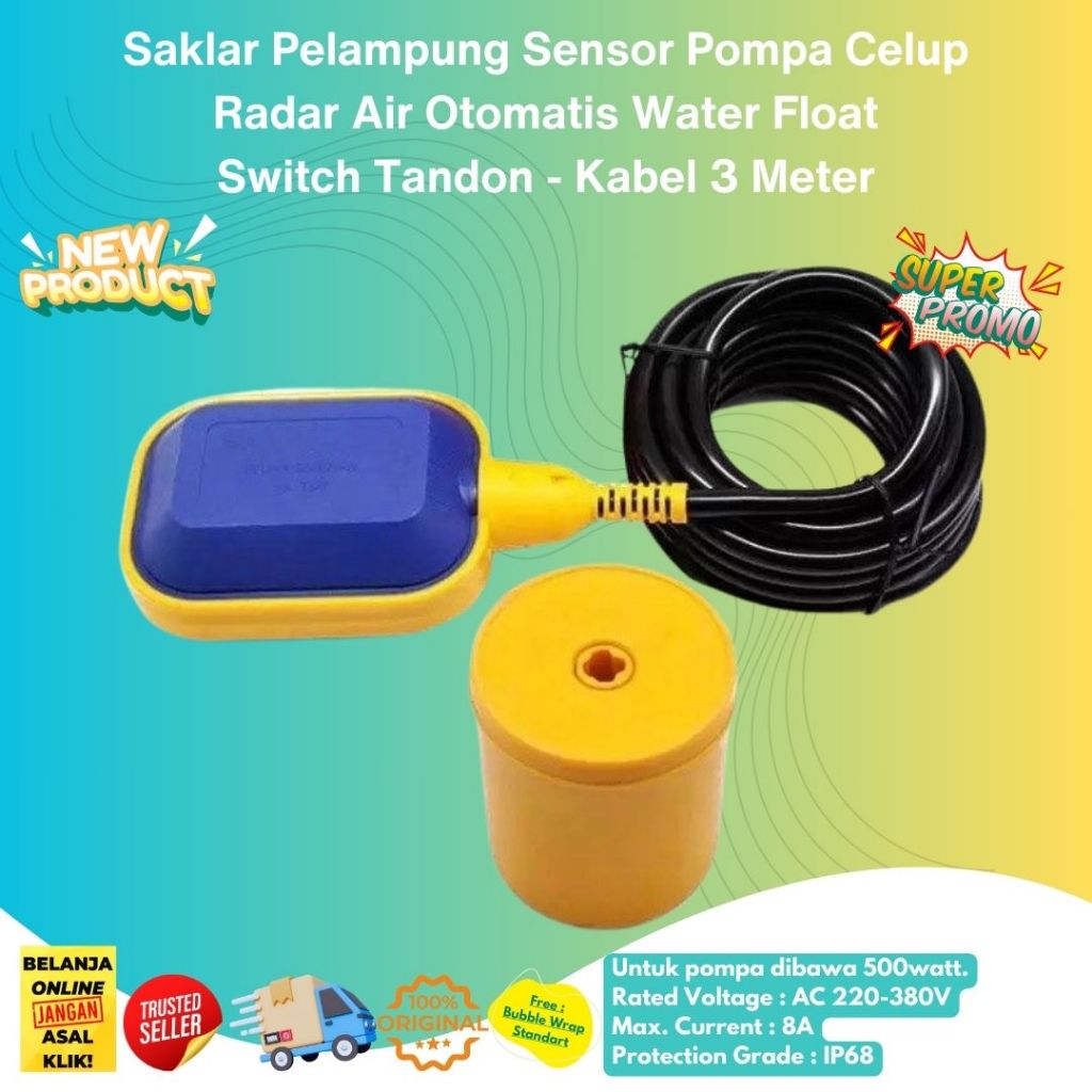 Saklar Pelampung Air Sensor Pompa Celup Radar Air Otomatis Water Float Switch Tandon Toren