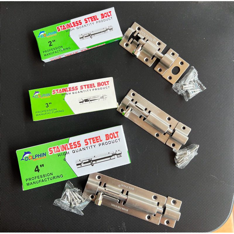 Grendel slot jendela pintu lemari Dolphin full stenlis stenles 2 inchi, 3 inchi, 4 inchi