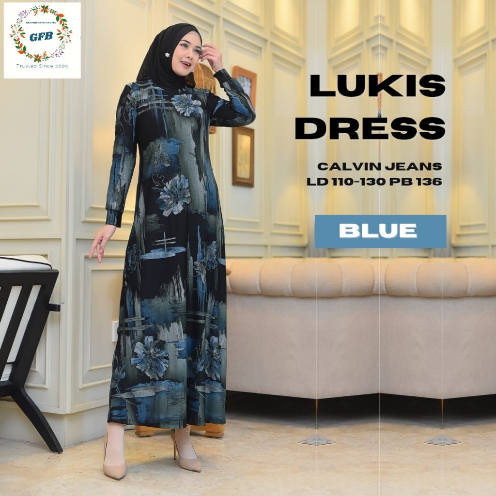 ORI Lukis Dress Gamis Calvin Jeans. Gamis Pengajian Murah dan Nyaman. Seragam Gamis murah by GROSIRF