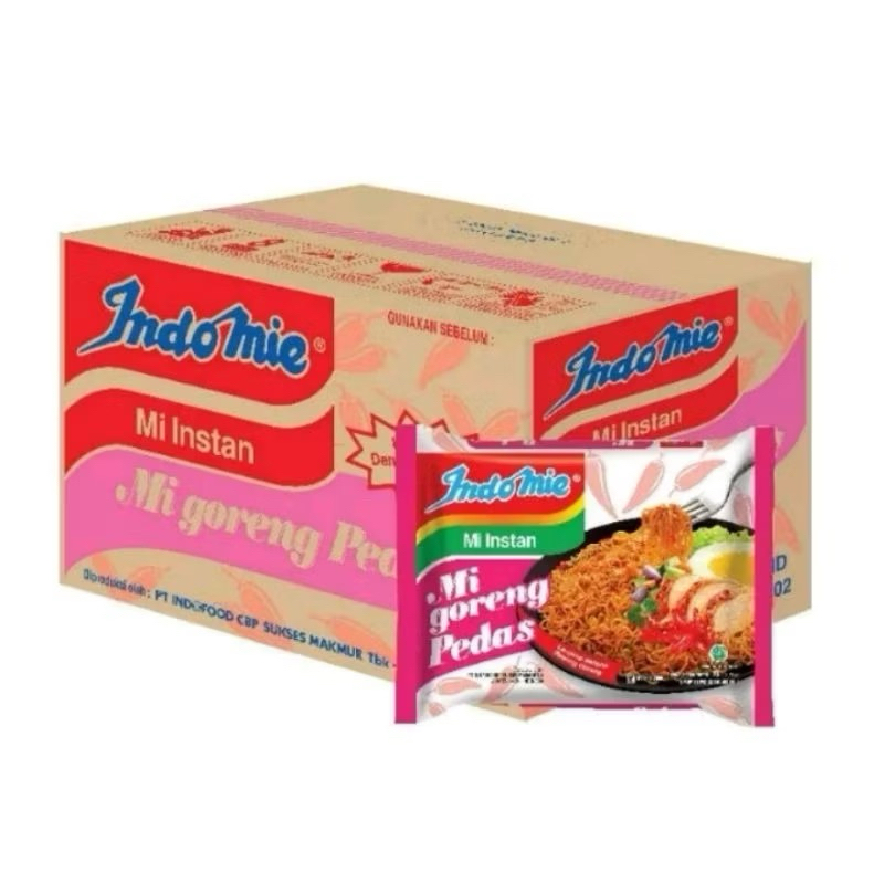 

1 DUS/40 PCS INDOMIE MIE INSTAN GORENG PEDAS 85 GRAM