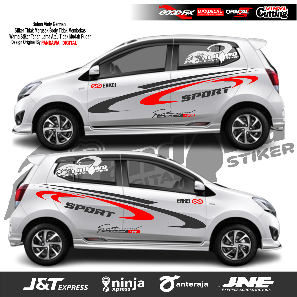 Stiker Striping Mobil R Sporty Stiker Cutting Body Samping Stiker Mobil Ayla Agya Avanza Xenia Sigra