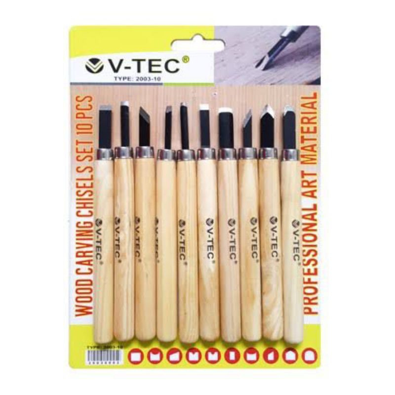 

V-TEC WOOD CARVING PISAU PAHAT UKIR KAYU TAJAM GAGANG KUAT ANTI KARAT MODEL 2023-2024 ISI 10 PCS