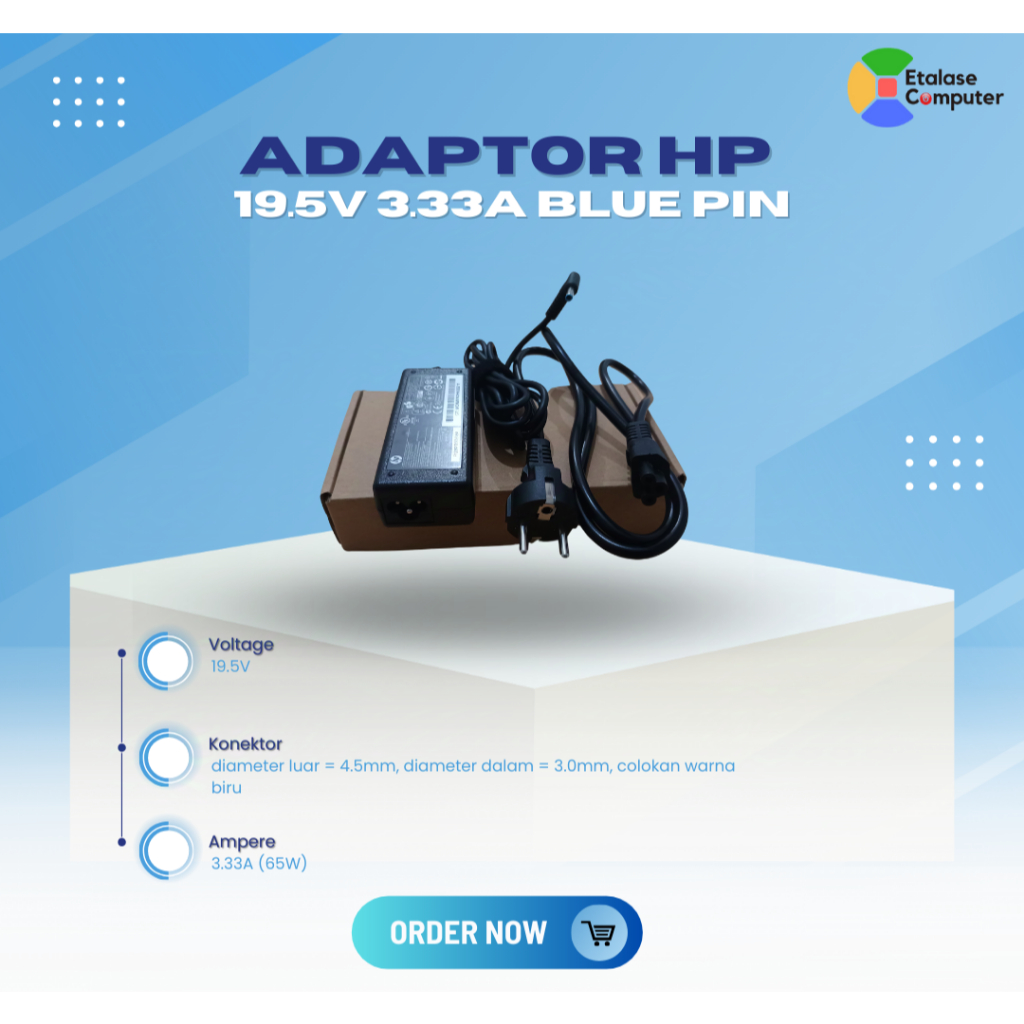 ADAPTOR HP 19.5V 3.33A BLUE PIN (Series: 15-n006AX/15-n009AX/15-n010TX/15-n011TU/15-n011TX/15-n012TU