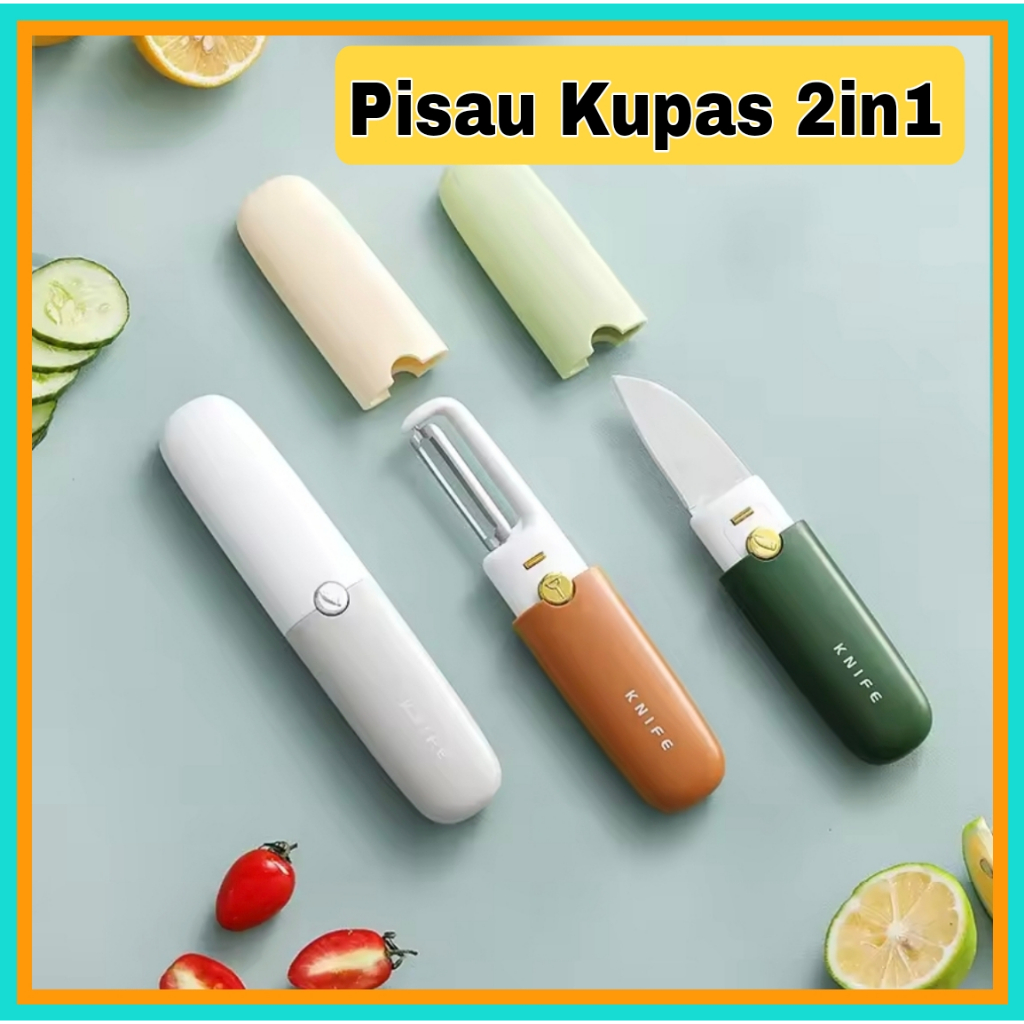pisau pengupas 2in1 peeler pisau dapur kupas buah sayur 2 sisi MZ03