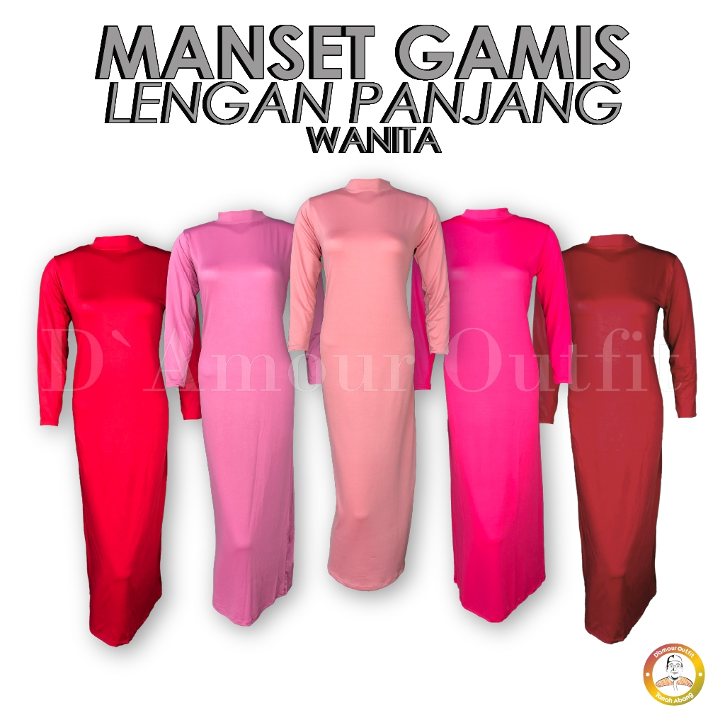 Baju Manset Gamis Tangan Panjang Wanita Kerah Leher Turtle Neck Polos Inner Long Dress Dalaman Gamis