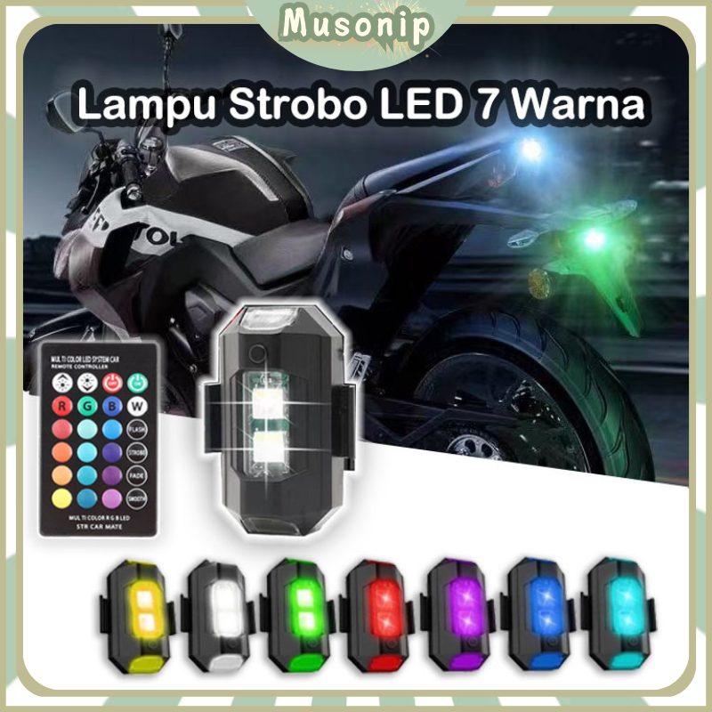 Lampu Strobo LED 7 Warna/Lampu LED Kedip Sepeda Motor /Sepeda USB Model Pesawat/RGB Strobo Universal