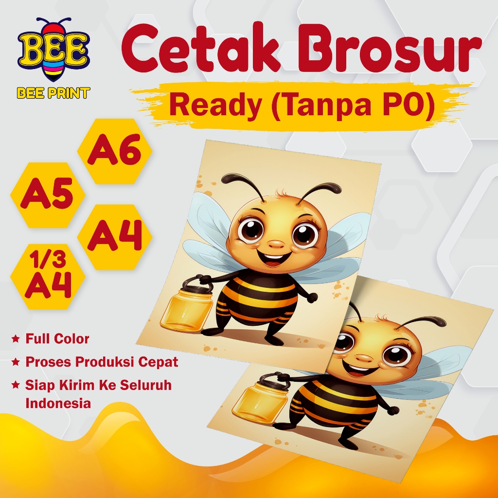 

CETAK BROSUR CUSTOM FULL COLOR UKURAN A6 / UKURAN A5 / UKURAN 1/3 (A4) / PRINT BROSUR ( 1 SISI / 2 SISI )