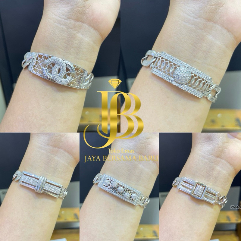 gelang plat emas putih kadar 375%/8k