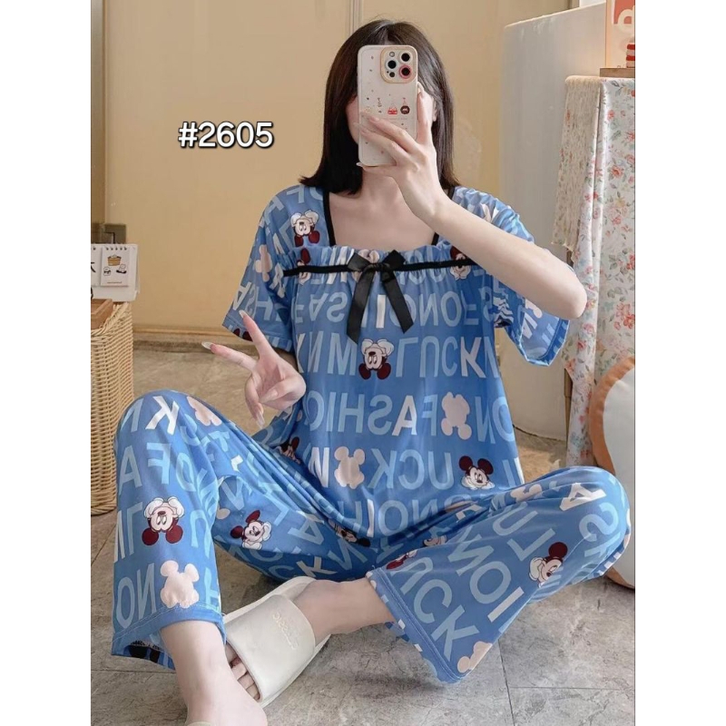 Set Wanita CP Pita 2605 Bahan Kaos Halus Melar Import - Atasan, Katun, Pendek, Kulot, Kotak, Setelan