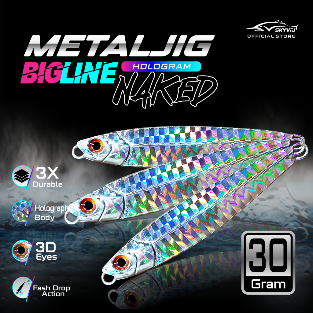 Metal Jig 30 Gram Umpan Casting Jigging Lure Umpan Laut Silver Hologram