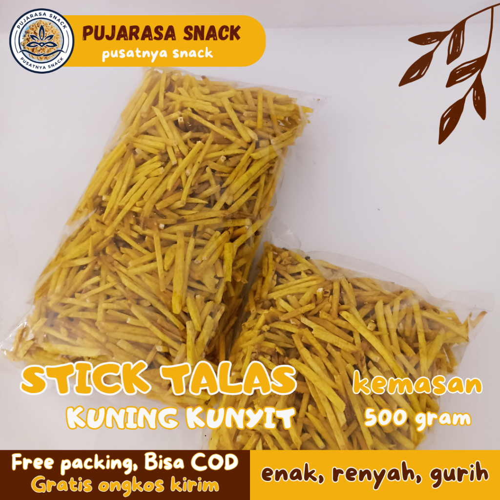 

STIK STICK KERIPIK UBI TALAS PREMIUM GURIH KUNING KUNYIT 1 KG