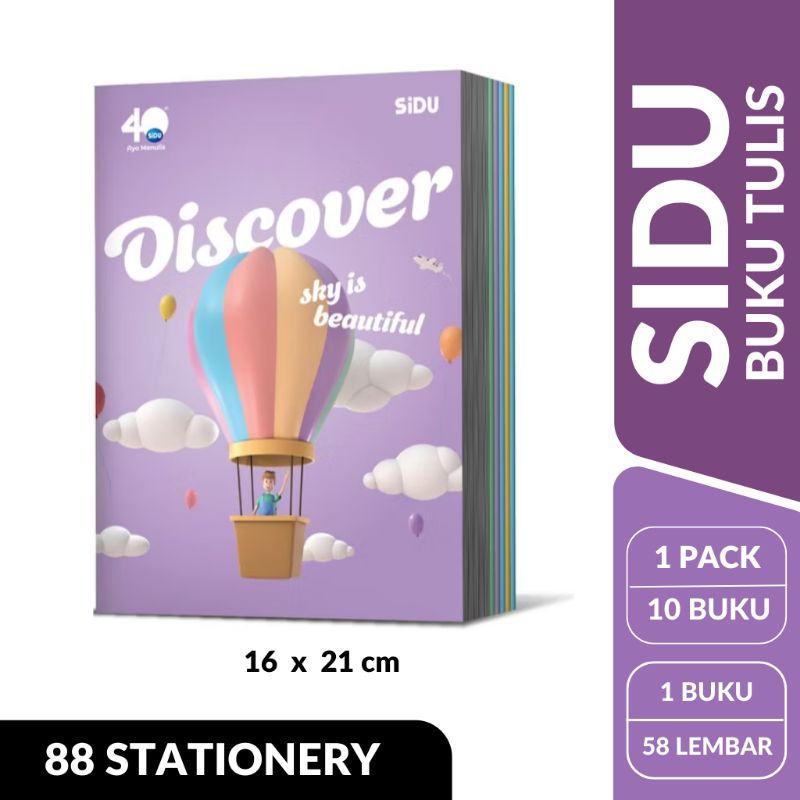 

Buku Tulis Sekolah SIDU Sinar Dunia Asli Isi 58 Lembar Per 1 Pack Isi 10 Buku Tebal Termurah