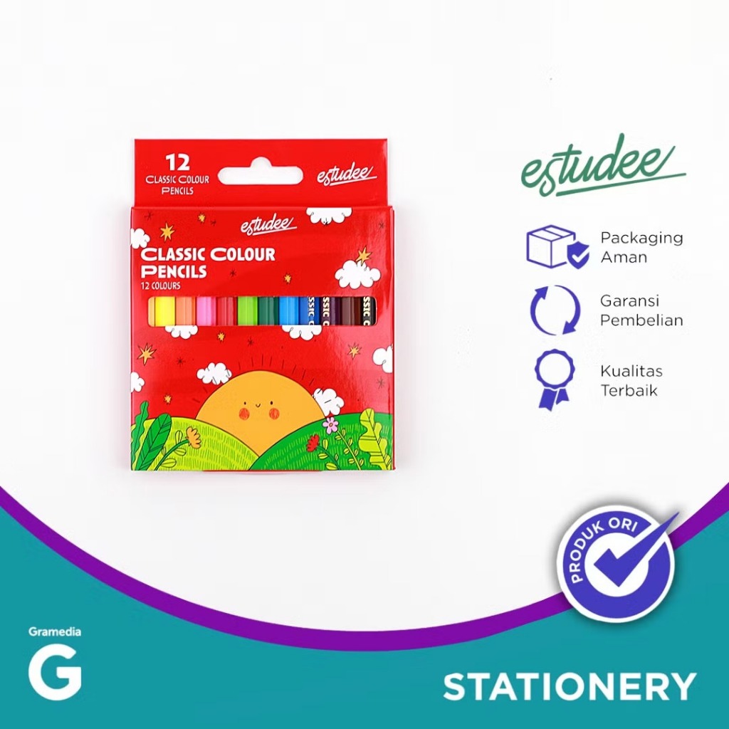 

(Original) Gramedia Pekanbaru - Estudee Classic Color Pencil 12 Half Lenght ES