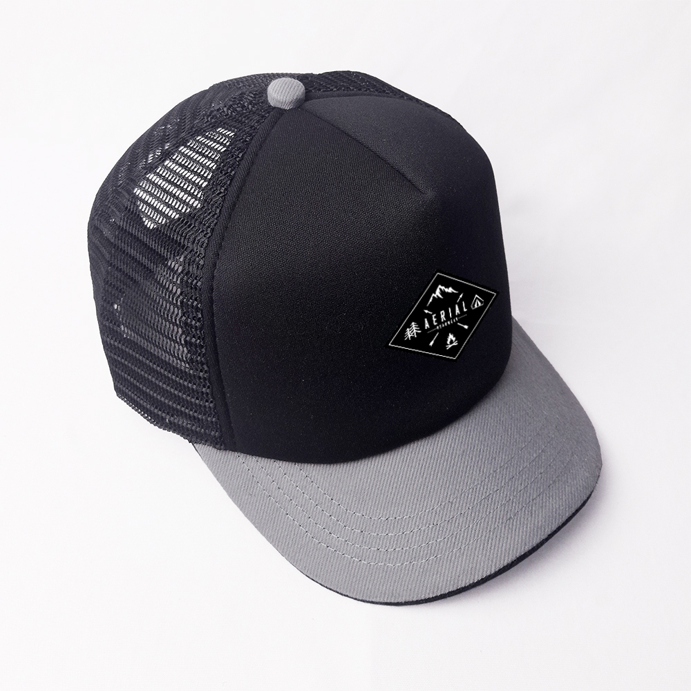 Topi Jaring Lidah pendek Aerial Caps. Topi Trucker visor pendek