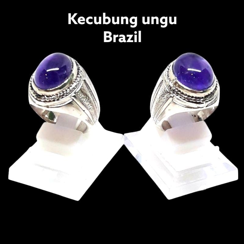 Cincin kecubung ungu Brazil dim 12 mm
