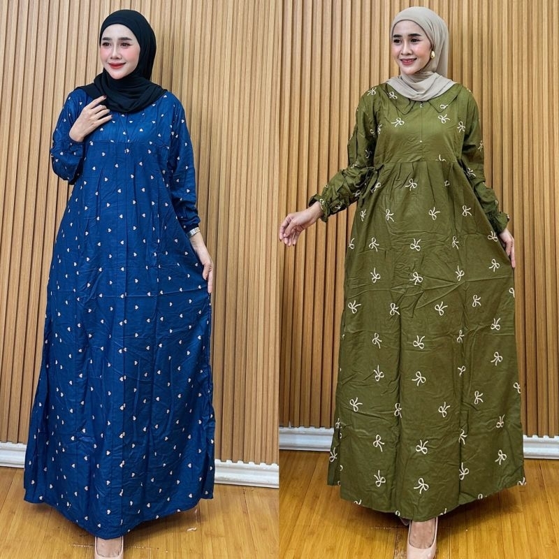 GAMIS JUMBO JELITA KAIN RAYON PREMIUM RESLETING DEPAN ADEM TEBAL