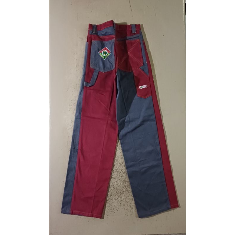 Cross Colours Hip Hop Dual Colors Carpenter Maroon Grey