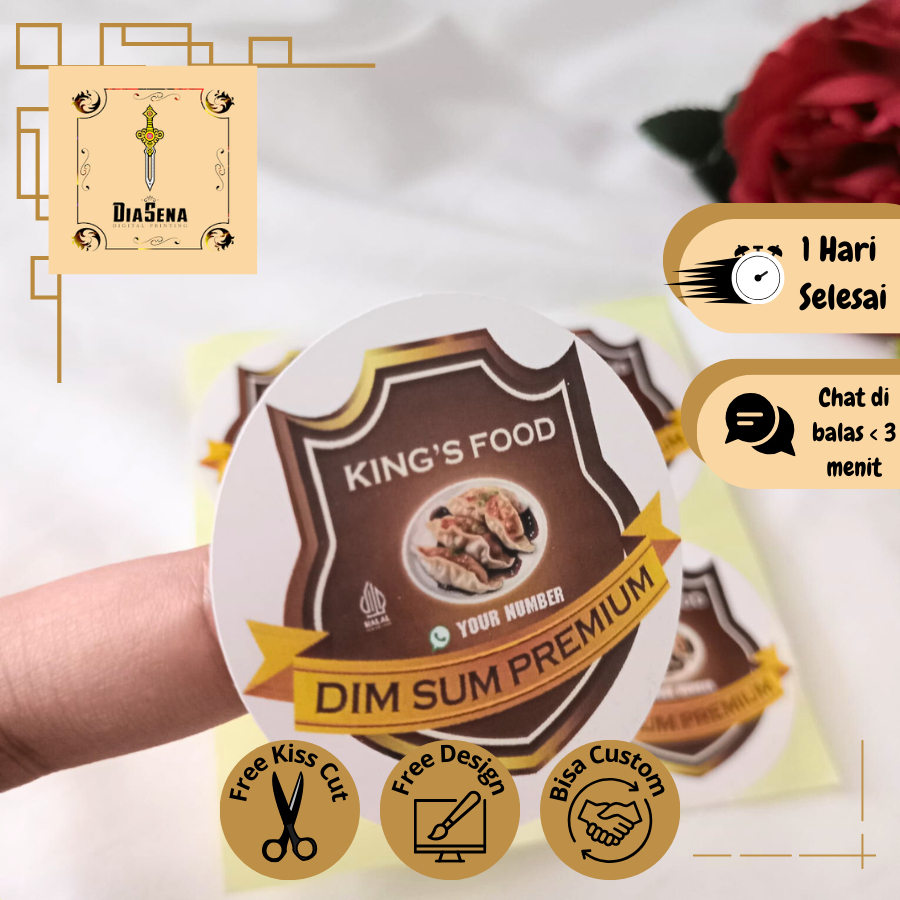 

2-4 Diasena Sticker Print Label Dimsum Stiker Bulat Edisi Makanan Dim Sum Free Desain Custom U.Kecil