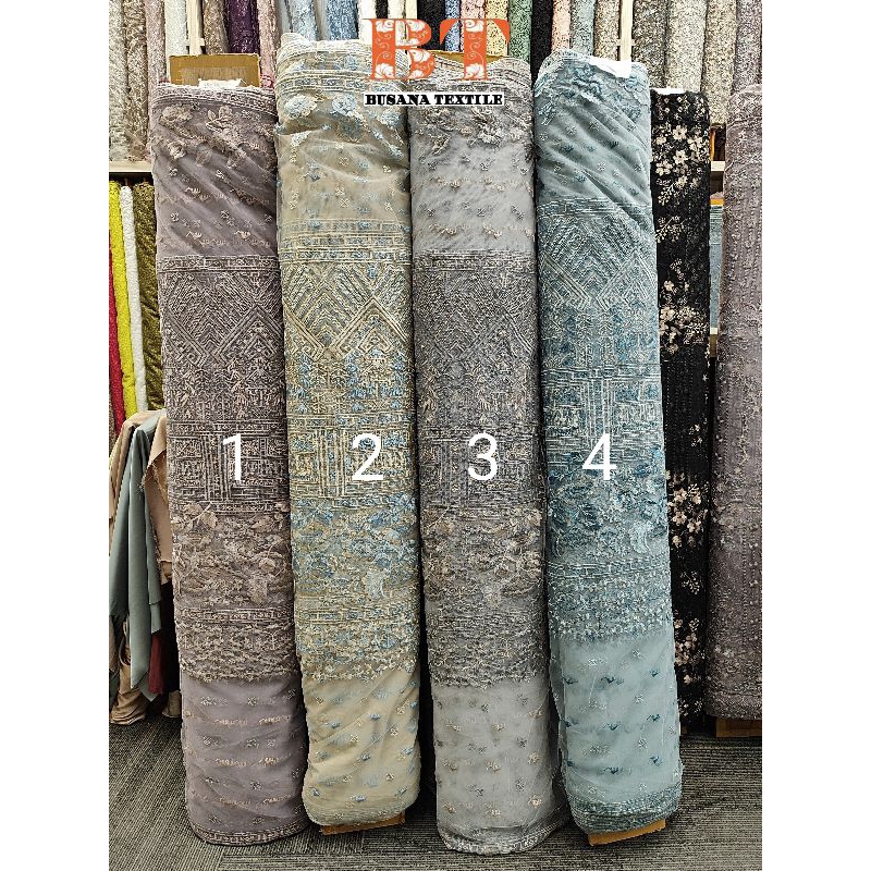 kain TILE BORDIR PREMIUM / TILE ETNIK || harga per setengah mtr