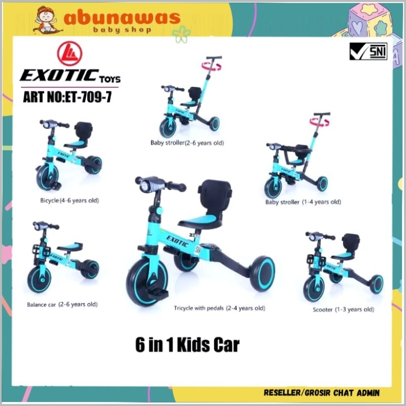 Balance Bike Sepeda Roda 3 Tiga Tricycle Push 3in1 Anak Exotic PMB 20-7, PMB 20-8, ET 5511, ET 5512,