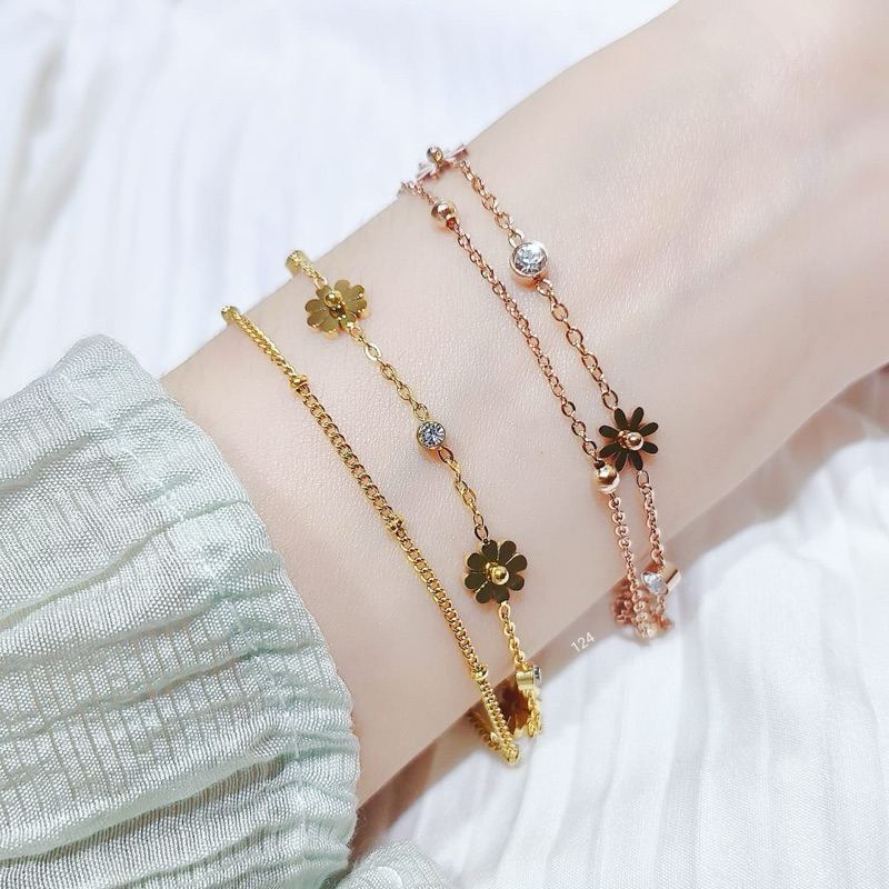 GELLY LABEL• Gelang Daisy • Gelang 2Layer minimalis daisy • Anti Karat Titanium