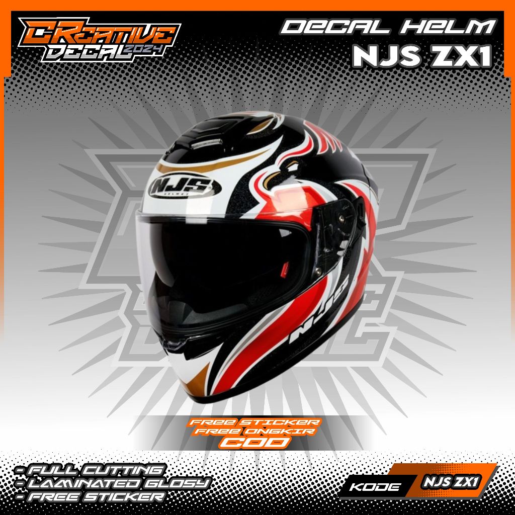 STIKER DECAL HELM NJS ZX-1 FULLFACE | DECAL HELM | DECAL STIKER