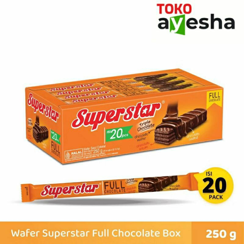 

superstar wafer coklat 250gr - 1 box isi 20 pcs