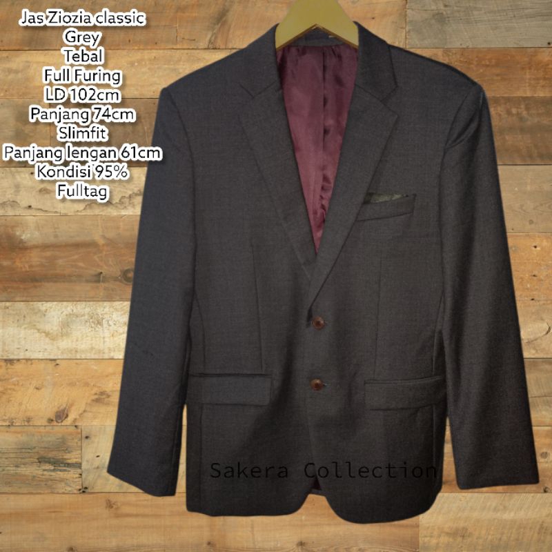 Jas Ziozia Classic ld 102cm abu-abu  tebal fullfuring