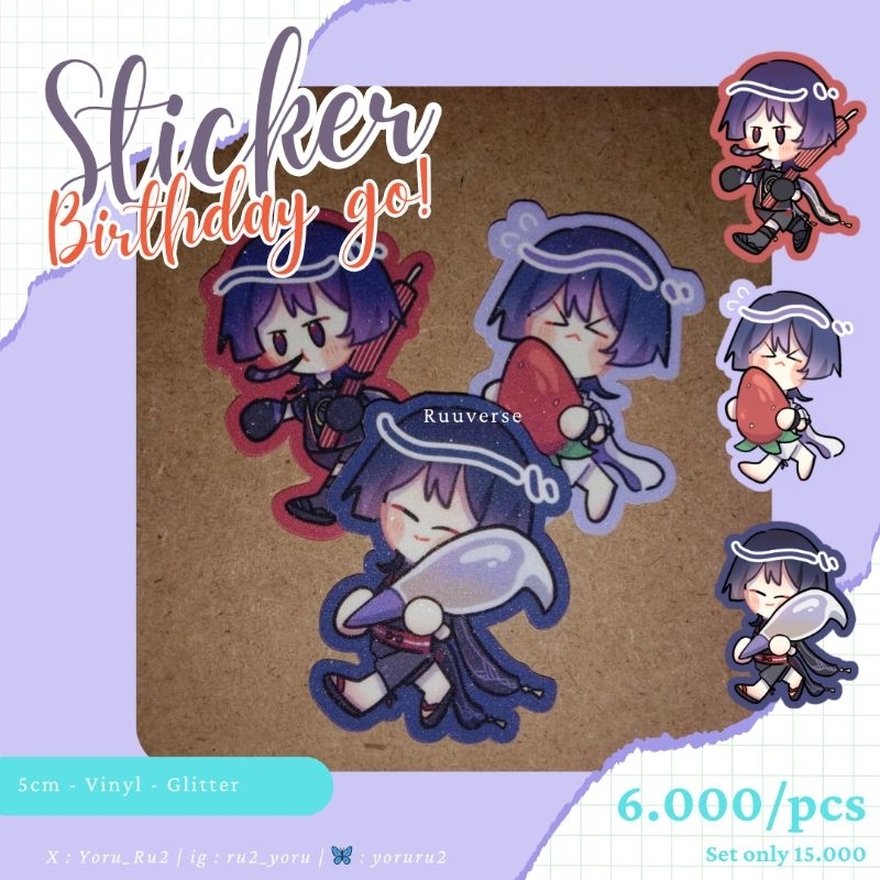 

[Ruuverse] STICKER BIRTHDAY GO! Kabukimono Scaramouche Kuronushi - Genshin Impact Fanmerch