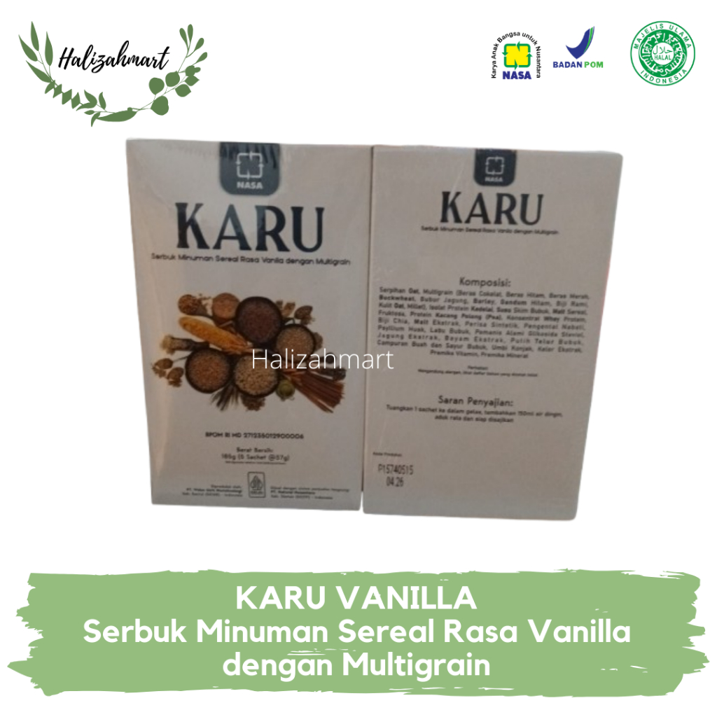 

KARU VANILLA : Serbuk Minuman Sereal Rasa Vanilla dengan Multigrain 185 g (5 sachet @ 37 g)