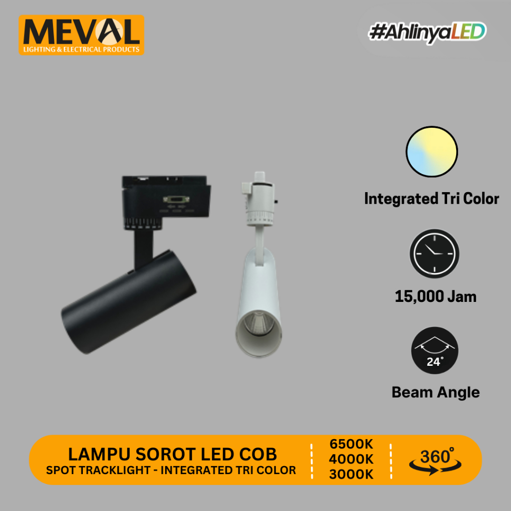 MEVAL Lampu Sorot LED spot Track Light – Integrated 3 Color Lamp