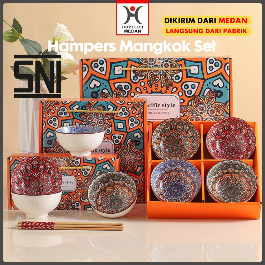 [SNI] Hampers Mangkok Set/Hampers Piring Keramik Set/Hampers Peralatan Makan Porselen Biru Dan Putih