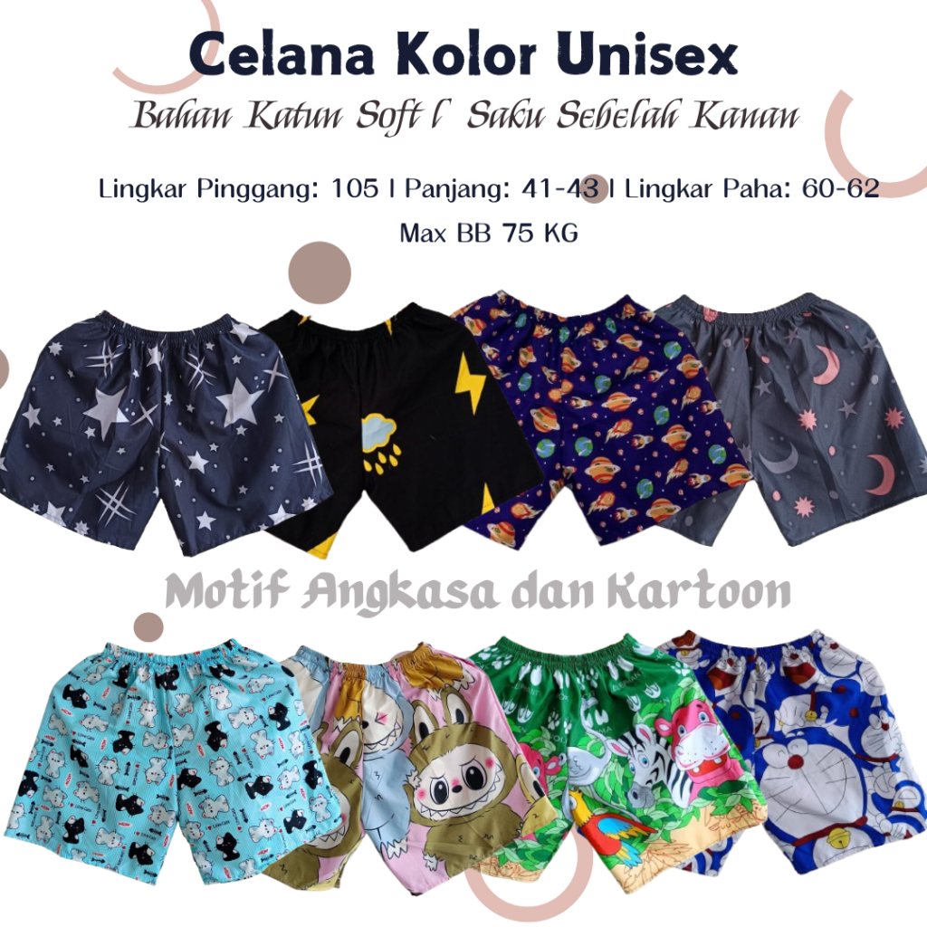 Survi [Part 4] Celana Dewasa BB 35-75kg | Boxer Unisex | Kolor Dewasa Fit To XL | Motif Kartun Binta