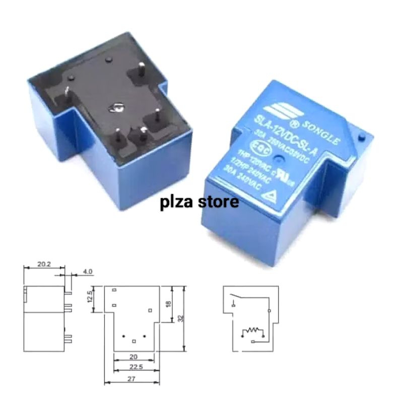 RELAY DC 12V SONGLE 30A 5PIN relay kodok kaki 5 songle 12v 30amper