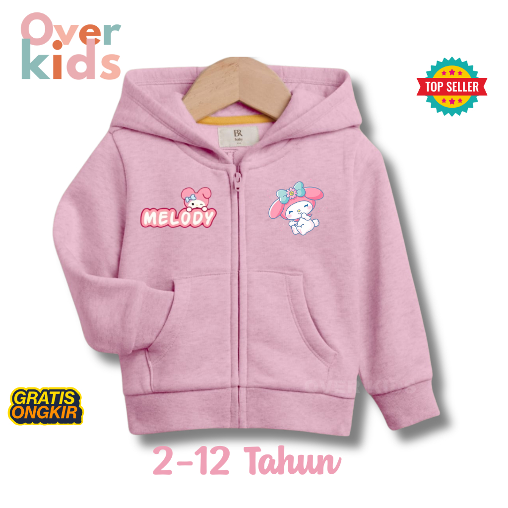 JAKET ANAK PEREMPUAN CINNAMOROLL MY MELODY Umur 2 - 13 Tahun Jacket Sweater Anak Resleting Cewe Cowo