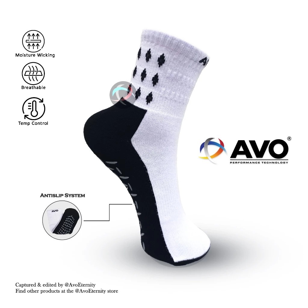 KAOS KAKI OLAHRAGA BADMINTON / FUTSAL / BASKET / SEPAK TAKRAW / SEPEDA AVO ANTI SLIP (SPORT ANTISLIP