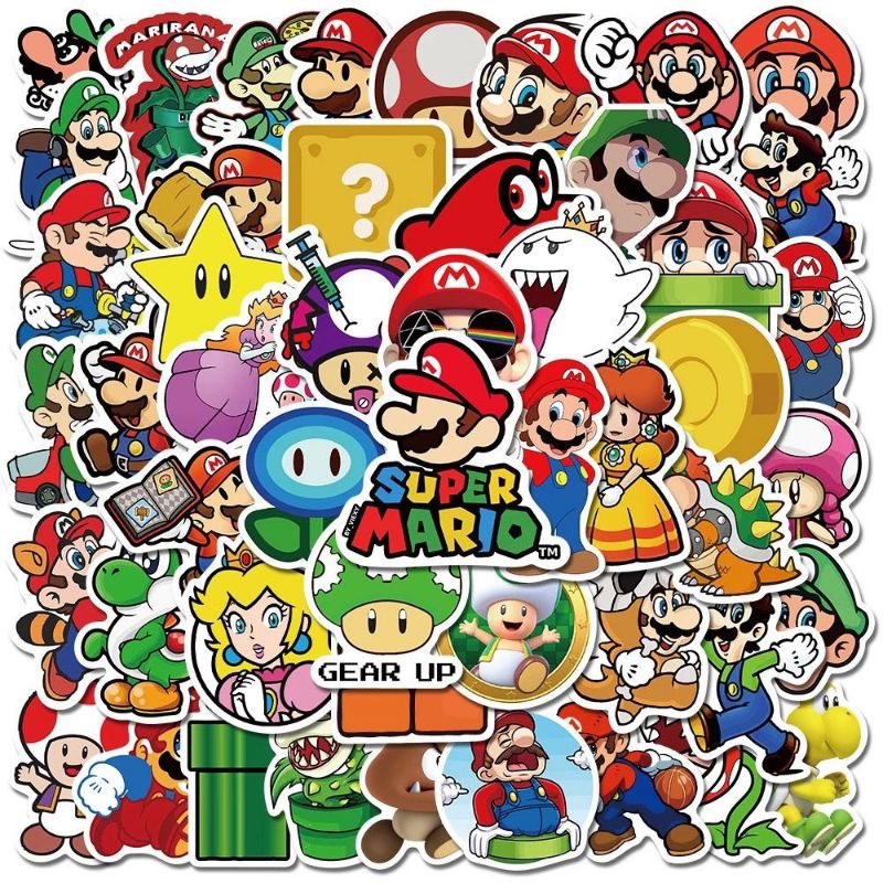 

50 pcs Sticker / Stiker / Tempelan Super Mario Bros